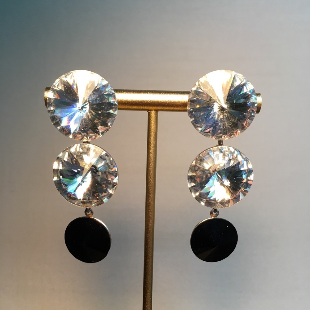 Vintage triple drop crystal earrings